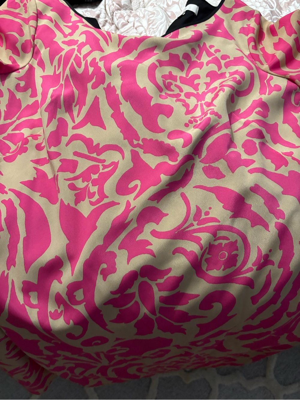 Pink and Cream Baroque Print dress
